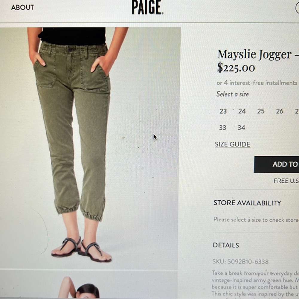 Paige - Mayslie Jogger - Vintage Ivy Green